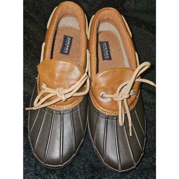 Sperry Women's Top-Sider Heron Brown Mini Platform Rubber Duck Boot - SZ 7.5 - Picture 4 of 7